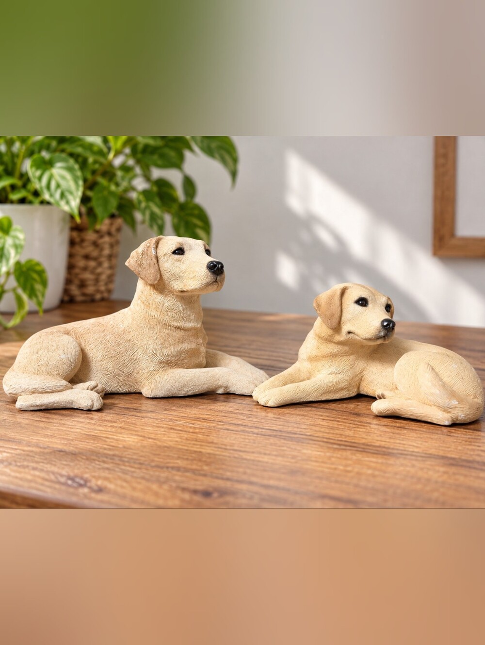 Vtg Sandicast Yellow Labrador Sculptures Lot of 2 Signed Sandra Brue 1984 & 1991